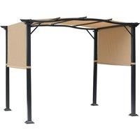 Outsunny Outdoor Retractable Pergola Garden Gazebo with Two Adjustable Side Canopy Overhead Sun Shade Backyard Canopy Cover, Steel Khaki 3x2.45x2.3m
