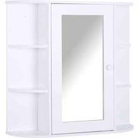 HOMCOM Wall Mounted Bathroom Cabinet with Mirror Single Door Storage Organizer 2-tier Inner Shelves White