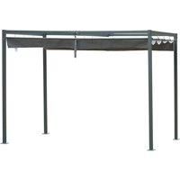 Outsunny 3 x 2m Metal Pergola Gazebo Patio Sun Shelter Grape Tent Retractable Canopy Grey