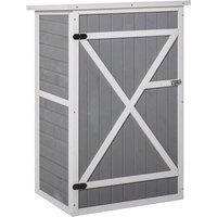 Outsunny Wooden Garden Storage Shed Fir Wood Tool Cabinet Organiser with Shelves 75L x 56W x115Hcm Grey