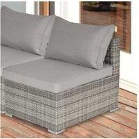 Outsunny Outdoor Garden Furniture Rattan Single Middle Sofa with Cushions for Backyard Porch Garden Poolside Light Grey