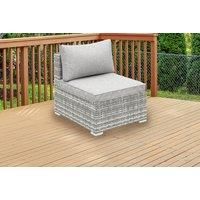 Outsunny Outdoor Garden Furniture Rattan Single Middle Sofa with Cushions for Backyard Porch Garden Poolside Light Grey