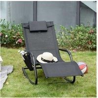 Outsunny Breathable Mesh Rocking Chair Patio Rocker Lounge for Indoor & Outdoor Recliner Seat w/Removable Headrest for Garden and Patio Cream White