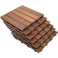 Outsunny 27 Pcs Solid Wood Interlocking Decking Tiles for Patio, Balcony, Roof Terrace, Hot Tub£30 x 30 cm Per Piece£