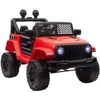 HOMCOM 12V Battery-powered Kids Electric Ride On Car Truck Off-road Toy with Parental Remote Control Music Lights MP3 Suspension Wheels for 3-6 Years Old Red