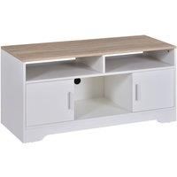 HOMCOM Home Office 42" TV Stand Storage Unit w/Cabinets Shelves Table Top Modern Furniture Living Room Bedroom Organisation White