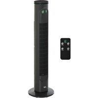 HOMCOM 30'' Freestanding Tower Fan, 3 Speed 3 Mode, 10h Timer, 70 Degree Oscillation, LED Light, 5M Remote Controller, Dark Grey