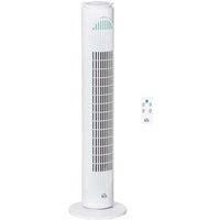 HOMCOM 30'' Freestanding Tower Fan, 3 Speed 3 Mode, 10h Timer, 70 Degree Oscillation, LED Light, 5M Remote Controller, White