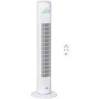 HOMCOM 30'' Freestanding Tower Fan, 3 Speed 3 Mode, 10h Timer, 70 Degree Oscillation, LED Light, 5M Remote Controller, White