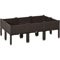 Outsunny 6-piece PP Raised Flower Bed Stackable Vegetable Herb Free Combination Grow Box with Drainage Holes