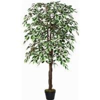 Outsunny 160Cm/5.2Ft Artificial Ficus Tree Fake Plant In Pot Indoor Outdoor