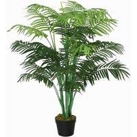 Outsunny 125cm/4FT Artificial Palm Plant Decorative Tree w/ 18 Leaves Nursery Pot Fake Plastic Indoor Outdoor Greenery Home Office Décor