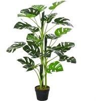 Outsunny 100cm/3.3FT Artificial Monstera Tree Decorative Cheese Plant 21 Leaves with Nursery Pot, Fake Tropical Palm Tree for Indoor Outdoor Décor