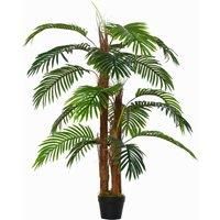Outsunny 120cm/4FT Artificial Palm Tree Decorative Plant w/ 19 Leaves Nursery Pot Fake Plastic Indoor Outdoor Greenery Home Office Décor