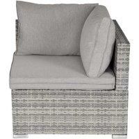Outsunny PE Rattan Wicker Corner Sofa Garden Furniture Single Sofa Chair w/Cushions, Grey