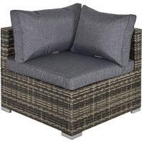 Outsunny PE Rattan Wicker Corner Sofa Garden Furniture Single Sofa Chair w/Cushions, Deep Grey