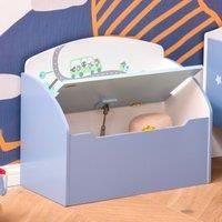 HOMCOM Wooden Kids Children Toy Box Storage Chest Bench Organizer Safety Hinge Bedroom Playroom Furniture Blue