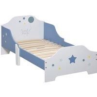 HOMCOM Kids Star & Balloon Single Bed Frame w/Safe Guardrails Slats Bedroom Furniture Dreams Low Junior Blue