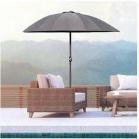 Outsunny 2.6m Round Curved Adjustable Parasol Outdoor Sun Umbrella Handle Support Garden Shelter Shade – Grey