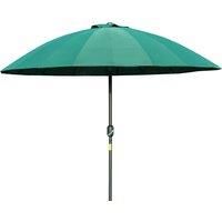 Outsunny 2.6m Round Curved Adjustable Parasol Outdoor Sun Umbrella Handle Support Garden Shelter Shade - Green