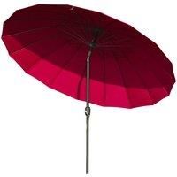 Outsunny 2.6m Round Curved Adjustable Shanghai Parasol Outdoor Sun Umbrella Handle Support Garden Shelter Shade – Red