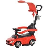 HOMCOM Compatible for 3 in 1 Ride on Push Car for Toddlers Stroller Sliding Walking Car with Sun Canopy Horn Sound Safety Bar Cup Holder Toy for 1-3 Years Old Kids Red