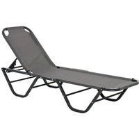 Outsunny Sun Lounger Recliner with 5-Position Adjustable Backrest - Grey