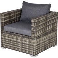Outsunny Single Wicker Furniture Sofa Chair W/ Padded Cushion For Garden Balcony