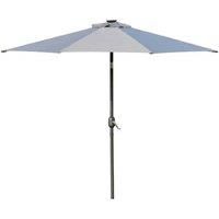 Outsunny 2.7m Patio Garden Umbrella Outdoor Parasol with Hand Crank w/ 24 LEDs Lights (Grey)
