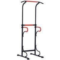 HOMCOM Steel Frame Multi-Use Exercise Power Tower Station Adjustable Height w/Hand Grips Adjustable Feet Home Office Gym Training Workout Equipment