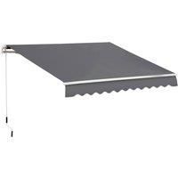 Outsunny 4x2.5M Manual Awning Window Door Sun Weather Shade W/ Handle Grey