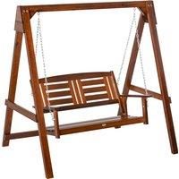 Outsunny 2 Seater Outdoor Garden Swing Chair Wooden Hammock Bench for Porch Patio Yard