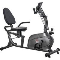 HOMCOM Fitness Recumbent Bike Magnetic Resistance Exercise Bike Stationary Cycling Bike, Pad Holder with LCD Monitor, Indoor Cardio Workout, Black