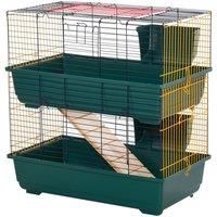 PawHut Indoor Rabbit Guinea Pig Cage Small Animal Cage Two Storey 80 x 44 x 82 cm