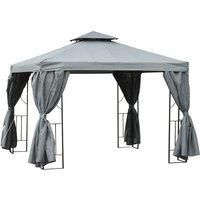 Outsunny 3 x 3 m Garden Metal Gazebo Marquee Patio Wedding Party Tent Canopy Shelter with Pavilion Sidewalls (Dark Grey)