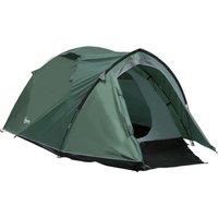 Outsunny Camping Camping Tent 2 Room for 3-4 Person with Weatherproof Vestibule Backpacking Tent Large Windows Lightweight for Fishing & Hiking Green