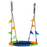 Outsunny 100cm Nest Tree Swing Adjustable Rope Backyard Playground Outdoor Play Toy for Kids Over 3 Years Old Blue Green and Orange