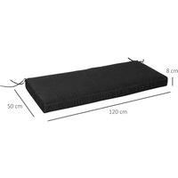 Outsunny Garden Bench Cushion 2 Seater Loveseat Seat Pad for Patio Swing Furniture for Indoor & Outdoor Use, 120 x 50 x 8 cm, Black