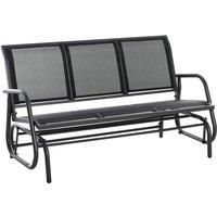 Outsunny 3-Seat Glider Rocking Chair for 3 People Garden Bench Patio Furniture Metal Frame