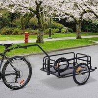 HOMCOM Bike Cargo Trailer Bicycle Cargo Storage Cart w/Hitch Cycling Camping Luggage Storage Carrier Transport Steel Black