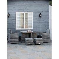 Outsunny Rattan Dining Set Garden Furniture Cube Table Chair Stool Cushion Seat