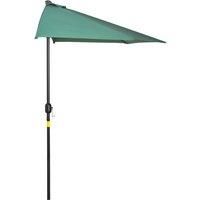 Outsunny 3M Half Round Parasol Garden Sun Umbrella Metal With Crank - Green