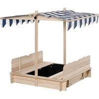 Zesty Kids Wooden Sandpit with Adjustable Canopy, none