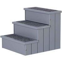 PawHut 3 Step Wooden Dog Steps Pet Stairs for Dogs, Cat Ladder for Bed Couch with Storage Grey