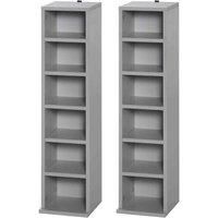 HOMCOM 204 CD Media Display Shelf Unit Set of 2 Blu-Ray Tower Rack w/Adjustable Shelves Bookcase Storage Organiser, Grey