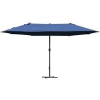 Outsunny 4.6m Garden Parasol Double-Sided Sun Umbrella Patio Market Shelter Canopy Shade Outdoor with Cross Base – Blue