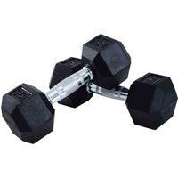 Homcom 2X8Kg Hexagonal Rubber Dumbbell Sets Ergo Weight Fitness Gym Workout Pair