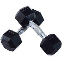 Homcom 2X6Kg Hexagonal Rubber Dumbbell Sets Ergo Weight Fitness Gym Workout Pair