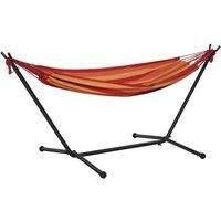 Outsunny 277 x 121cm Hammock with Stand Camping Hammock with Portable Carrying Bag, Adjustable Height, 120kg Load Capacity, Red Stripe