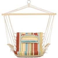 Outsunny Hanging Hammock Chair Swing Chair Thick Rope Frame Safe Wide Seat Indoor Outdoor Home, Patio, Yard, Garde Spot Stylish Multi-Color Stripe